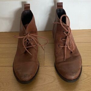 Born Brown Leather Lace-Up Ankle Boots